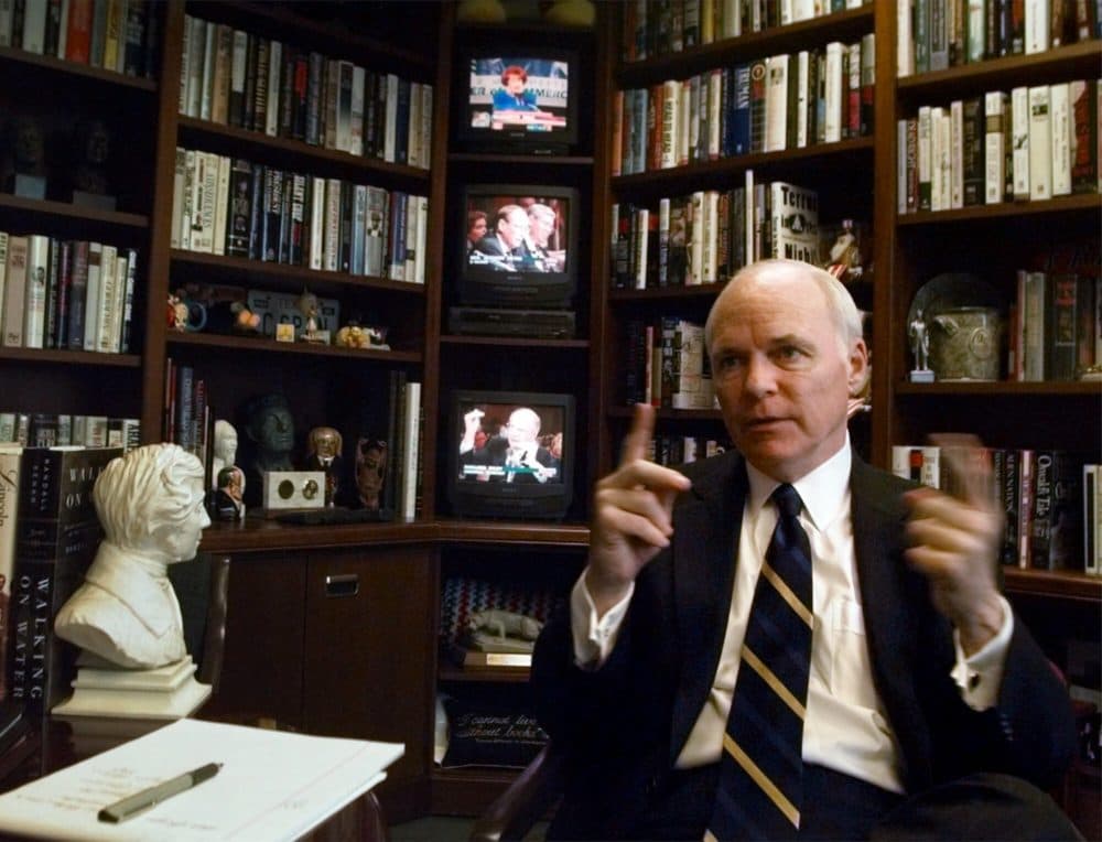 Brian Lamb, founder of C-SPAN television, in his office at the C-SPAN headquarters in Washington on Feb. 9, 1999. His unemotional "just the facts" interviewing style helped make Lamb the most recognizable personality on the deliberately anti-personality C-SPAN. (Dennis Cook/AP)