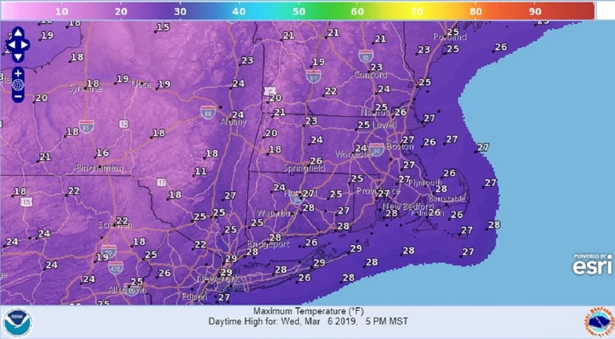The highs for Wednesday.