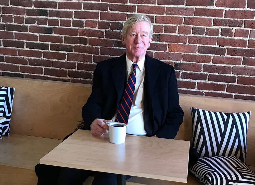 Weld, seen here having a coffee in New Hampshire, says he and Trump "have nothing in common, other than being large, orange men." (Anthony Brooks/WBUR)