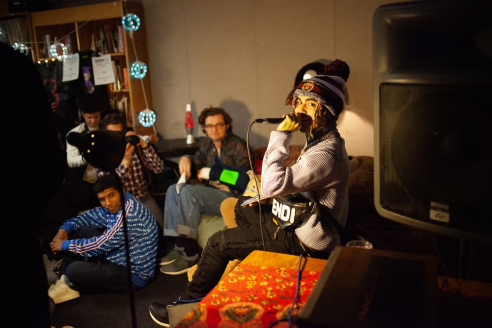 The 18-year-old rapper joined students at Harvard's WHRB Thursday night. (Courtesy James Gui)