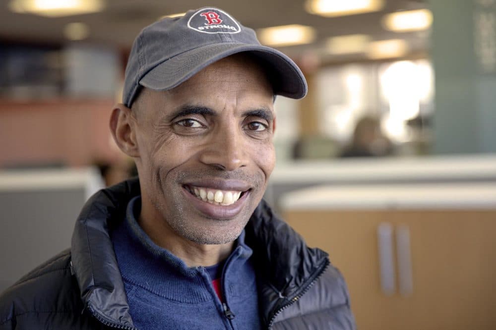 2014 Boston Marathon winner Meb Keflezighi. (Robin Lubbock/WBUR)