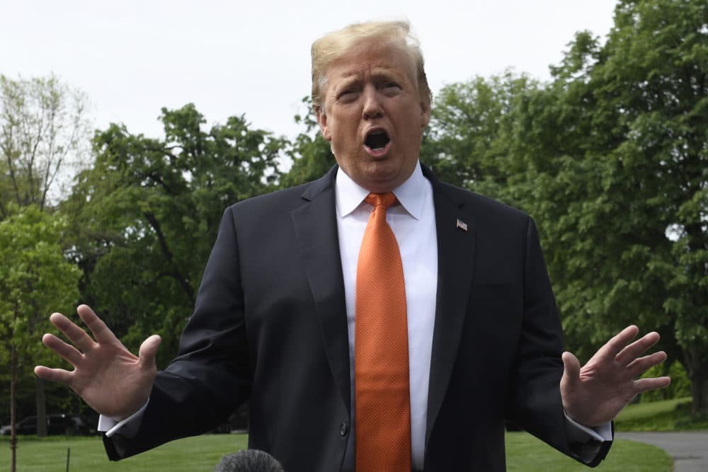 President Donald Trump talks with reporters on the South Lawn of the White House in Washington, Wednesday, April 24, 2019. (Susan Walsh/AP)