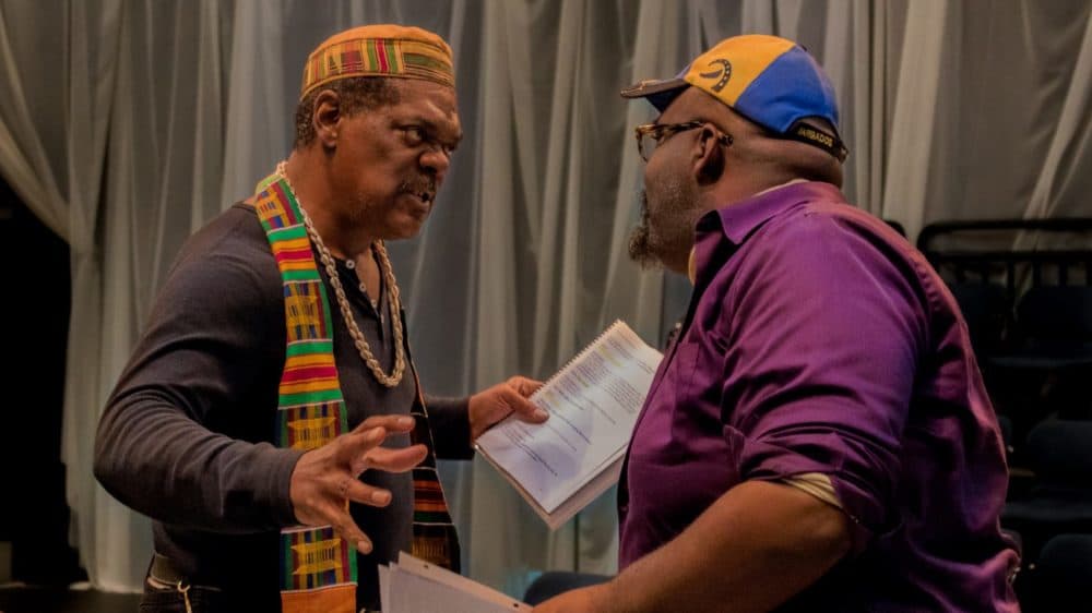 Johnny Lee Davenport and Cliff Odle rehearse for a Front Porch Arts Collective reading in 2017. Davenport will be Great Grand Daddy Deus in "black odyssey boston." (Courtesy Front Porch Arts Collective)
