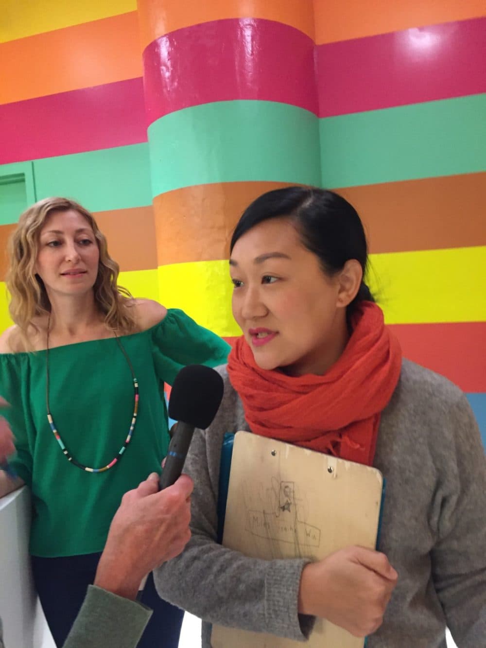 Artist and Color Factory designer Erin Jang and “Joyful” author Ingrid Fetell Lee at the Color Factory. (Karyn Miller-Medzon)