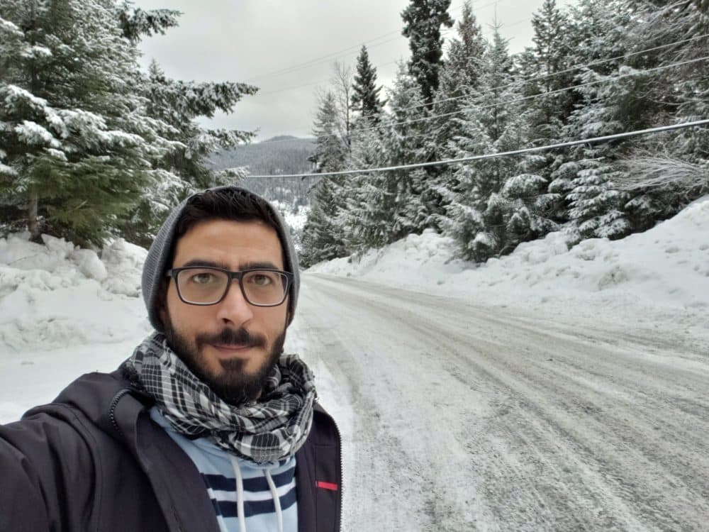 Hassan al Kontar on March 7, 2019, marking one year after his first day at the Malaysian airport. (Courtesy Hassan al Kontar)