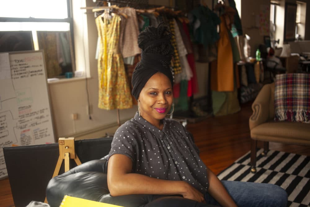 Designer and Kréyol founder Joelle Fontaine. (OJ Slaughter for WBUR)