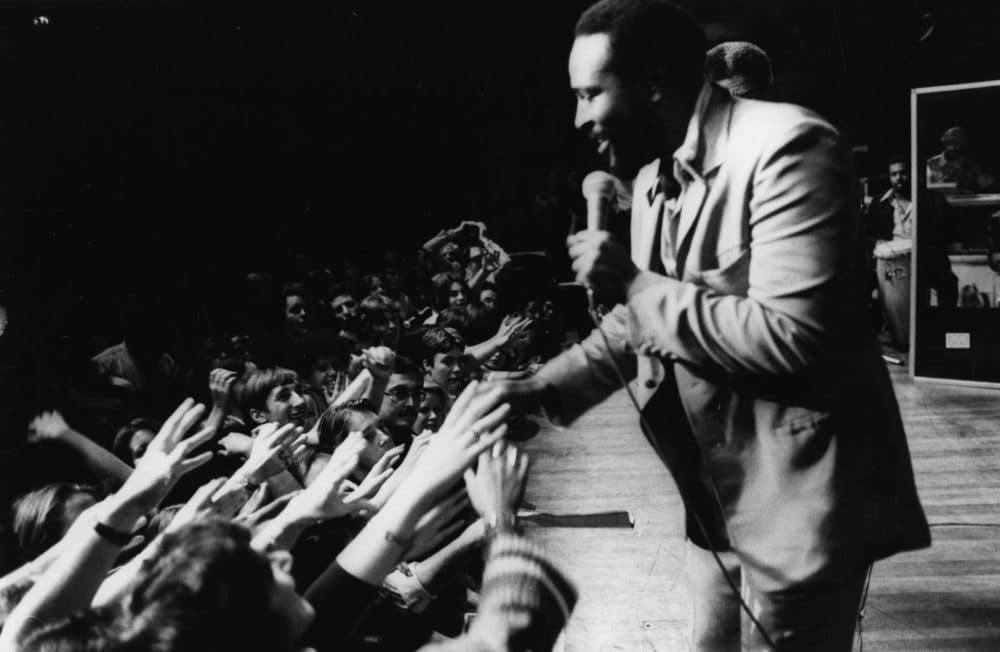Marvin Gaye performs onstage at the Royal Albert Hall in London in 1976. (Evening Standard/Getty Images)