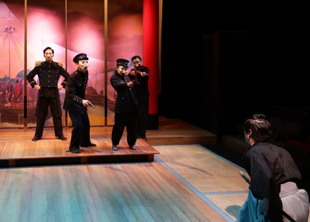 Kai Chao, Jeff Song, Elaine Hom, Gary Ng and Carl Hsu in a scene of "Pacific Overtures." (Courtesy Mark S. Howard)