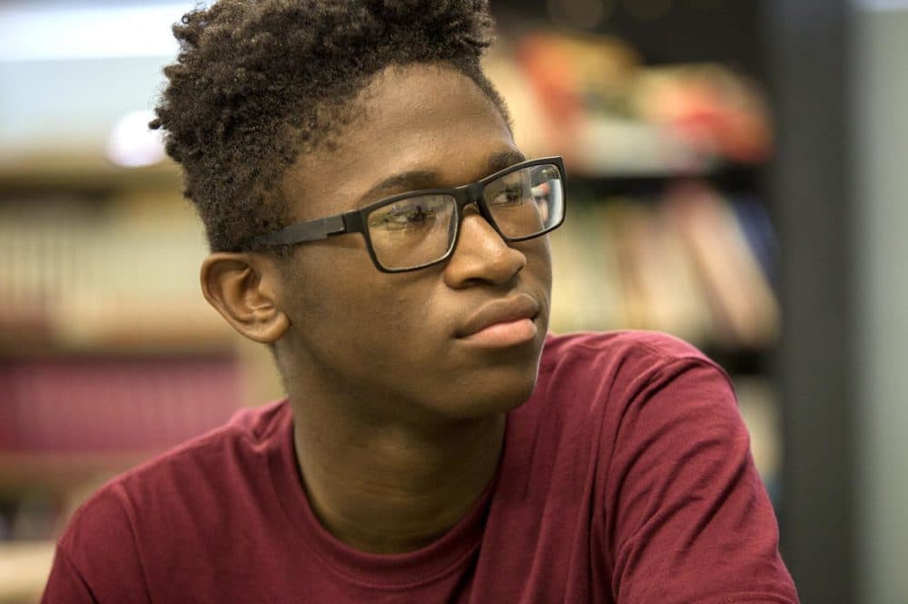 Seventh grader Azaan Rodriguez (Robin Lubbock/WBUR)