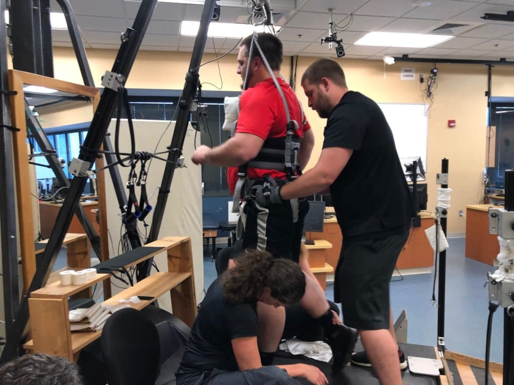 Kent Stephenson during his treatment at the Kentucky Spinal Cord Injury Research Center. (Jeremy Hobson / Here & Now)