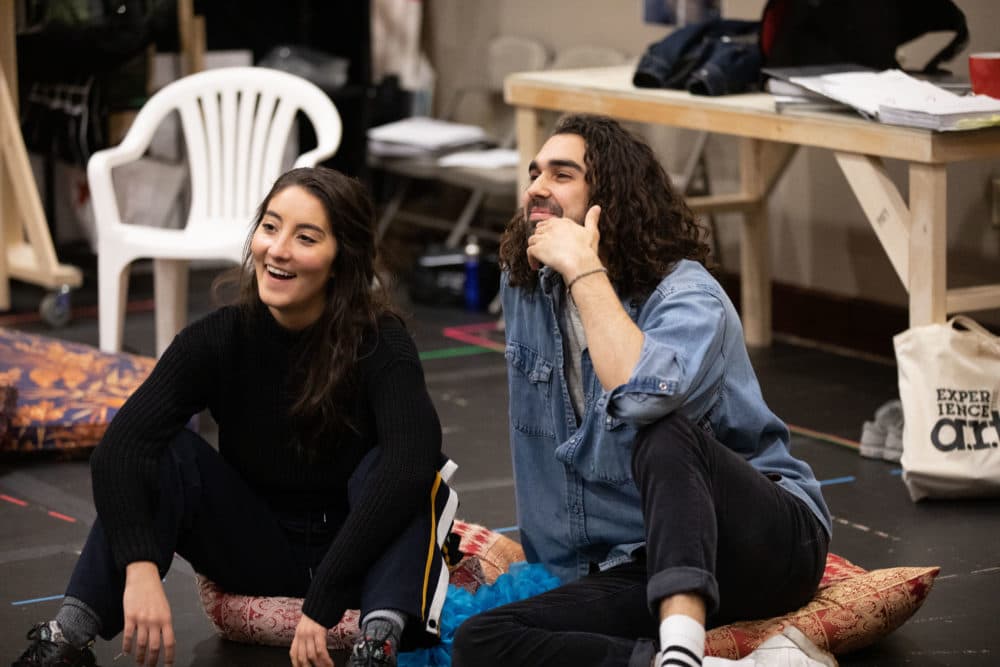 Parisa Shahmir and Sharif Afifi in rehearsal for "We Live in Cairo." (Courtesy Evgenia Eliseeva and American Repertory Theater)