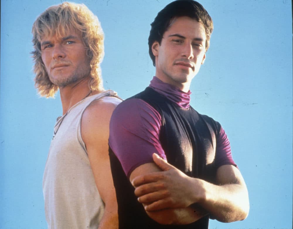 Patrick Swayze as Bodhi, left, and Keanu Reeves as Johnny Utah in "Point Break" (1991). (Courtesy Twentieth Century Fox/Photofest)