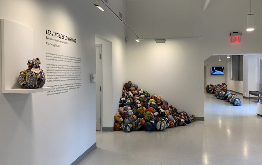 A view of Yu-Wen Wu's exhibition "Leavings/Belongings" at the Pao Arts Center. (Courtesy)