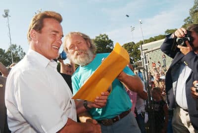 Gov. Arnold Schwarzenegger with Gordy. (Manouch Manouch Shirvanioun)