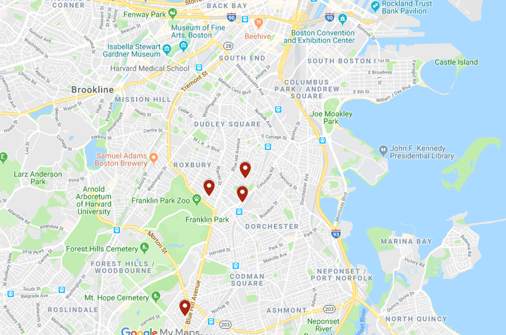 There were four shootings in Dorchester and Mattapan Sunday.