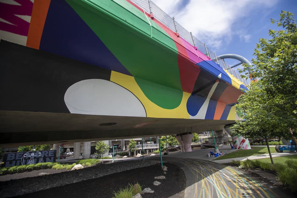 Muro's new mural at Underground at Ink Block. (Jesse Costa/WBUR)