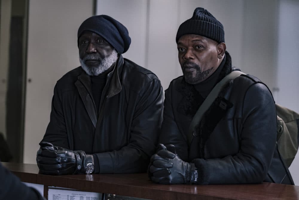Richard Roundtree and Samuel L. Jackson in "Shaft." (Photo by Kyle Kaplan/Warner Bros)