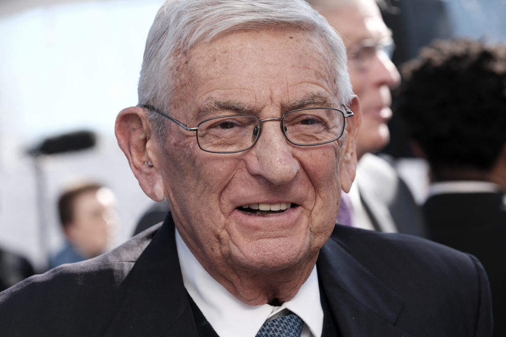 Billionaire philanthropist Eli Broad arrives for a groundbreaking ceremony for The Grand, a long-delayed massive development in downtown Los Angeles. (Richard Vogel/AP)