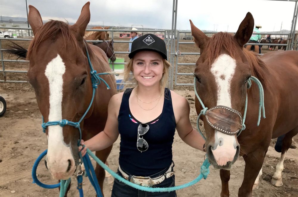 Paige Rasmussen's talent for tying up goats has already afforded her a full ride to Montana State University. (Peter O'Dowd/Here & Now)