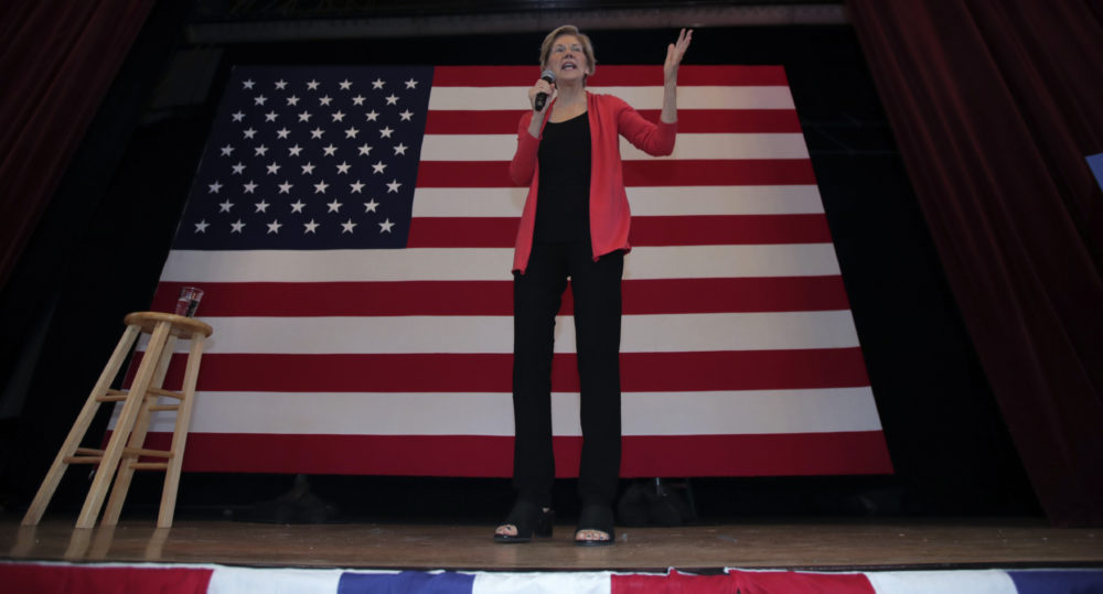 Democratic presidential candidate and Massachusetts Sen. Elizabeth Warren speaks during a campaign stop at town hall in Peterborough, N.H., on Monday. (Charles Krupa/AP)