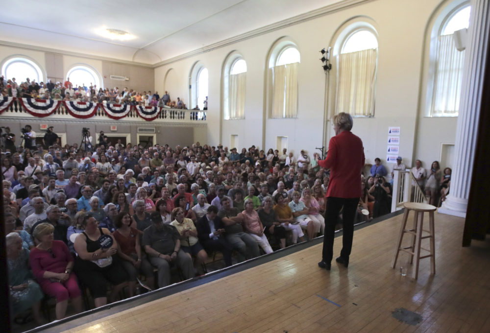 Warren during the campaign stop in Peterborough (Charles Krupa/AP)