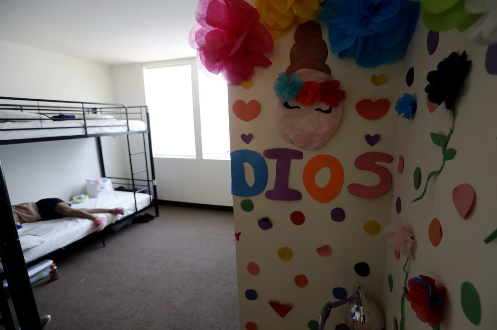 Colorful decorations cover the walls the the rooms of immigrants at the U.S. government’s newest holding center for migrant children in Carrizo Springs, Texas, July 9, 2019. (Eric Gay/AP)