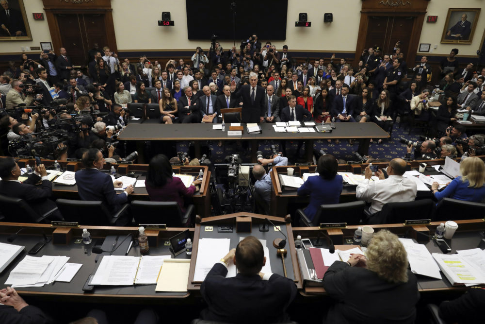 Former special counsel Robert Mueller is sworn in before testifying to the House Judiciary Committee on Wednesday, July 24, 2019, in Washington. (Chip Somodevilla/AP)