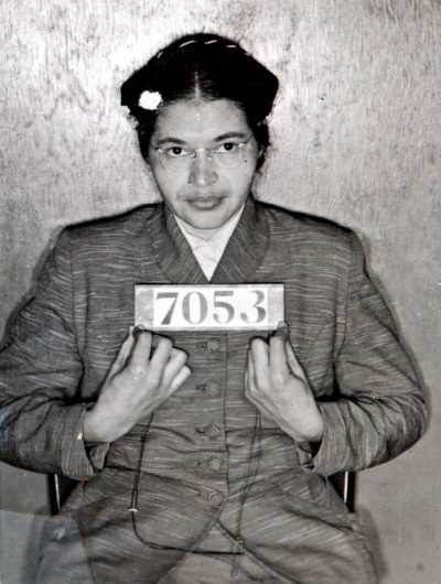 A Montgomery (Ala.) Sheriff's Department booking photo of Rosa Parks taken Feb 22, 1956, after she was arrested for refusing to give up her seat on a bus for a white passenger. (AP via Montgomery County Sheriff's office)
