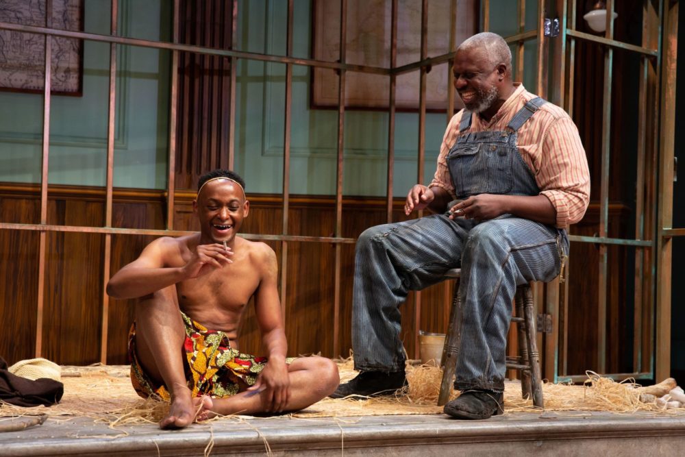 Antonio Michael Woodard and Andre Braugher in "A Human Being, of a Sort," at Williamstown Theatre Festival. (Courtesy Jeremy Daniel)