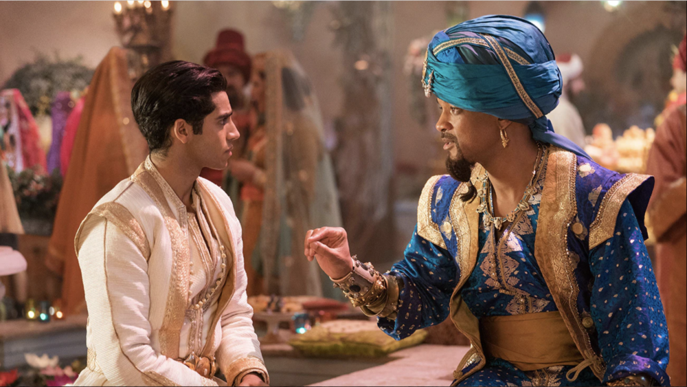 Mena Massoud as Aladdin and Will Smith as Genie in the live-action remake of "Aladdin." (Courtesy Disney Enterprises, Inc.)