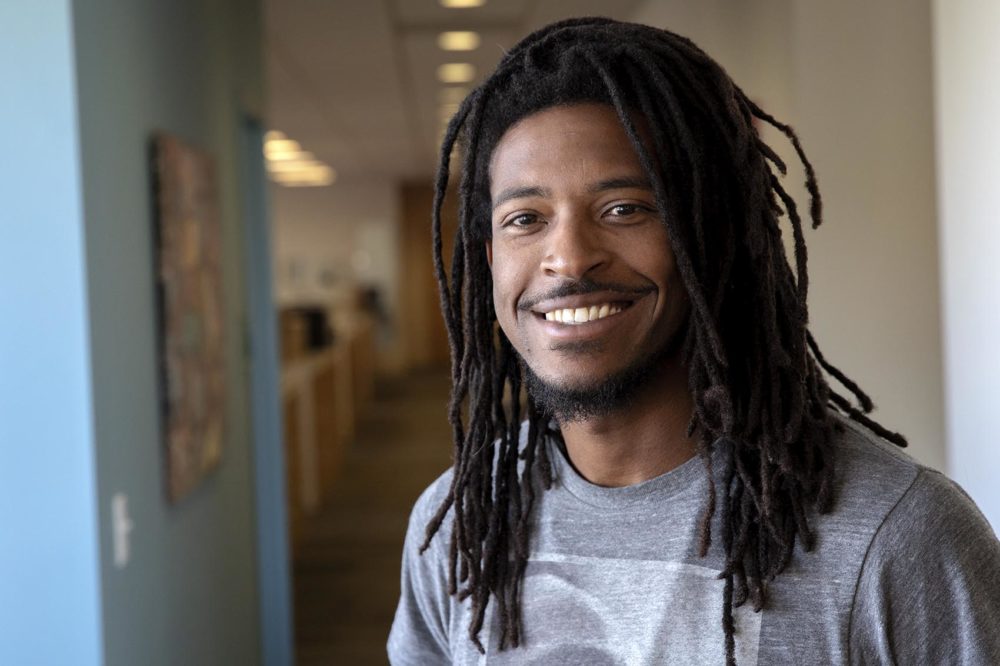 David Jones, humanities teacher at Boston Day and Evening Academy. (Robin Lubbock/WBUR)