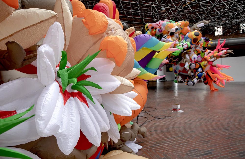 A flower detail from artist Nick Cave's inflatable installation "Augment." (Robin Lubbock/WBUR)