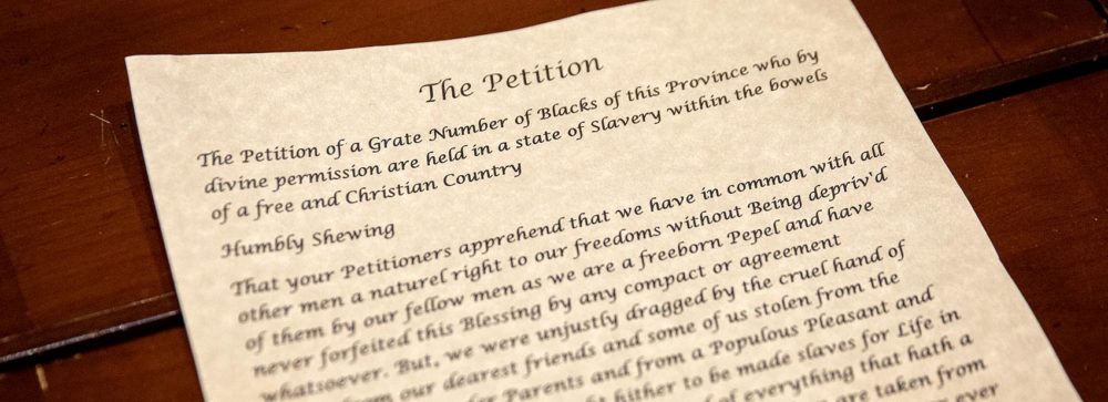 "The Petition" at the Old State House in Boston. (Robin Lubbock/WBUR)