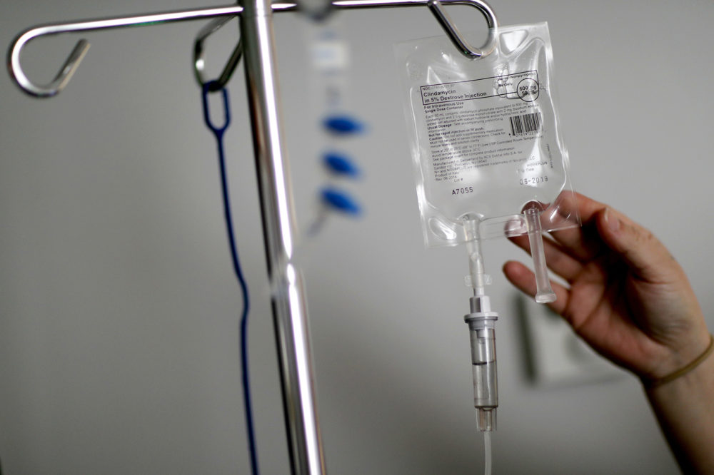 In this Feb. 9, 2018, file photo, a nurse hooks up an IV to a flu patient at Upson Regional Medical Center in Thomaston, Ga. (David Goldman, File/AP)