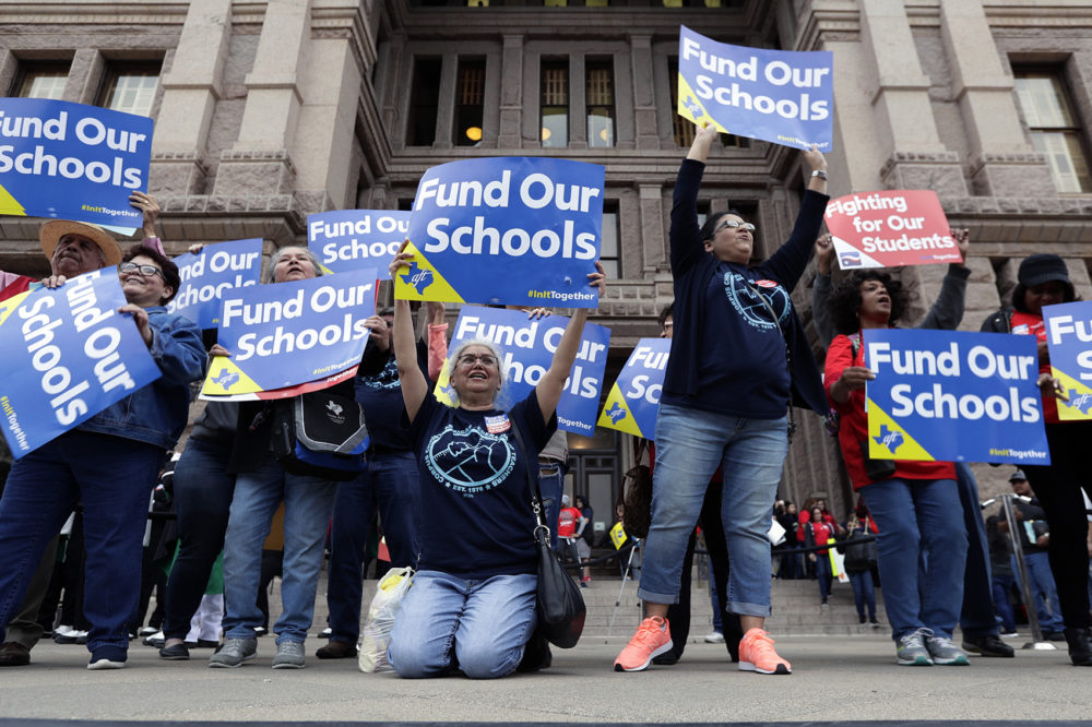 In this March 11, 2019, photo, educators attend a rally to support funding for public schools at the state Capitol in Austin, Texas. (Eric Gay/AP)