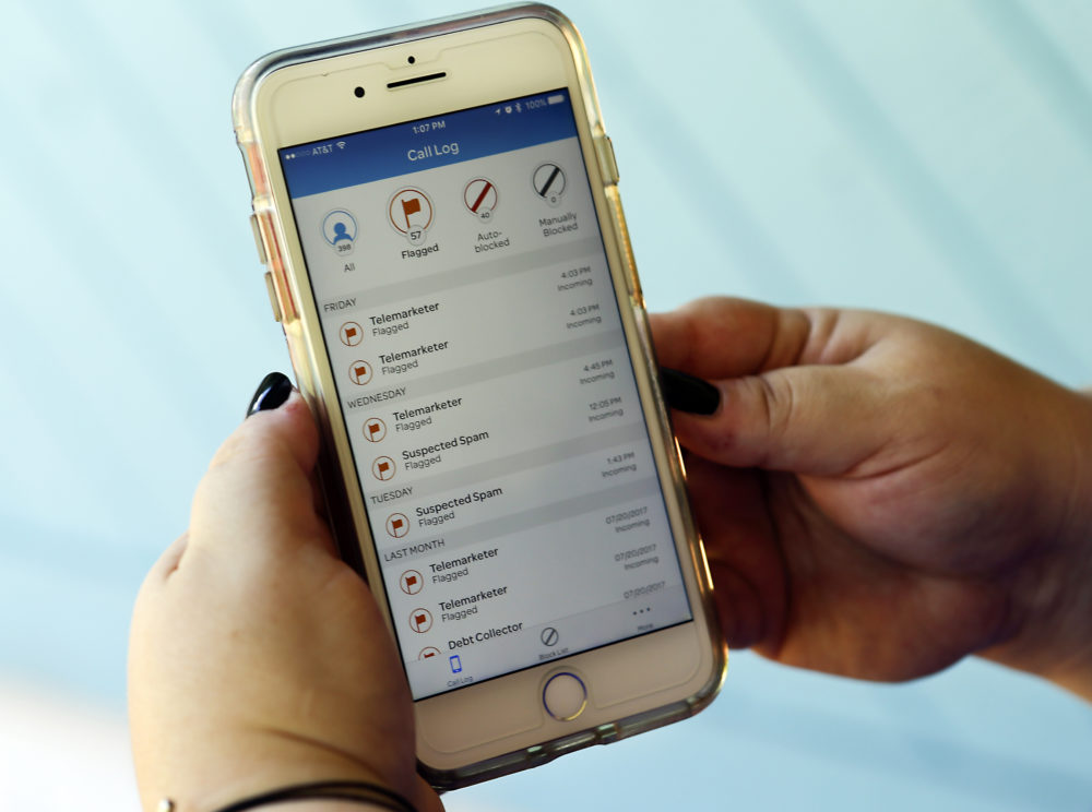A call log displayed via an AT&T app on a cellphone. (John Raoux, AP)