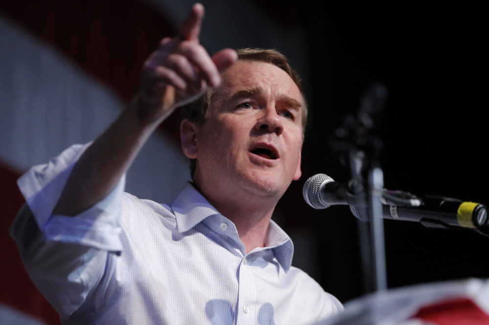 Democratic presidential candidate Sen. Michael Bennet, D-Colo., speaks at the Iowa Democratic Wing Ding at the Surf Ballroom, Friday, Aug. 9, 2019, in Clear Lake, Iowa. (John Locher/AP)
