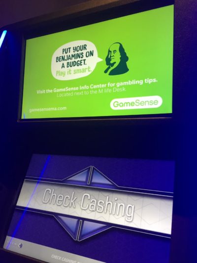 An ad for "GameSense" above an ATM at the MGM casino. (Karen Brown/NEPR)