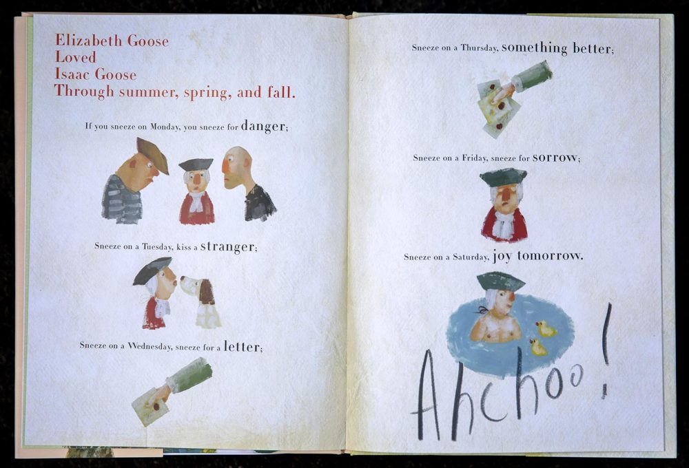 A page from "Mother Goose of Pudding Lane." (Robin Lubbock/WBUR)