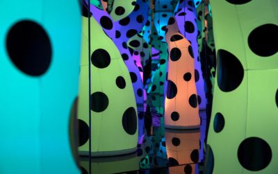 A glimpse inside Yayoi Kusama's "Love Is Calling" at the ICA. (Robin Lubbock/WBUR)