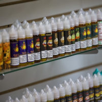 Various vaping juices inside a Massachusetts vape shop (Jesse Costa/WBUR)