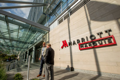 Marriott International says it will eliminate small plastic bottles from its hotel rooms by the end of 2020. (Andrew Harnik/AP)