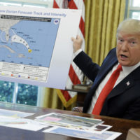 President Trump talks about Hurricane Dorian to reporters in the Oval Office on Wednesday, Sept. 4, 2019. (Evan Vucci/AP)
