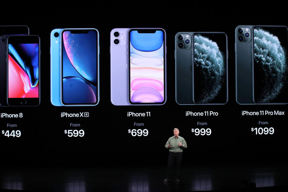 Apple's senior vice president of worldwide marketing Phil Schiller talks about the new iPhone 11 Pro during an Apple special event on Sept. 10, 2019 in Cupertino, Calif. (Justin Sullivan/Getty Images)