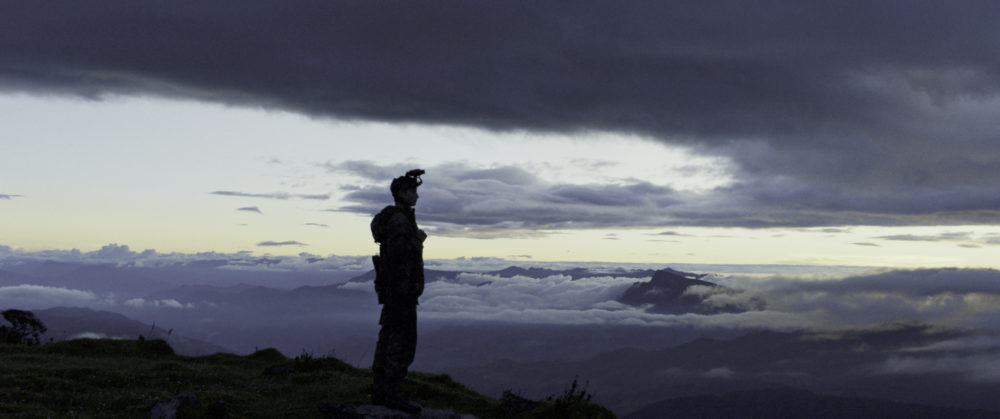 A silhouette of Sofia Buenaventura as Rambo in director Alejandro Landes' "Monos." (Courtesy NEON)
