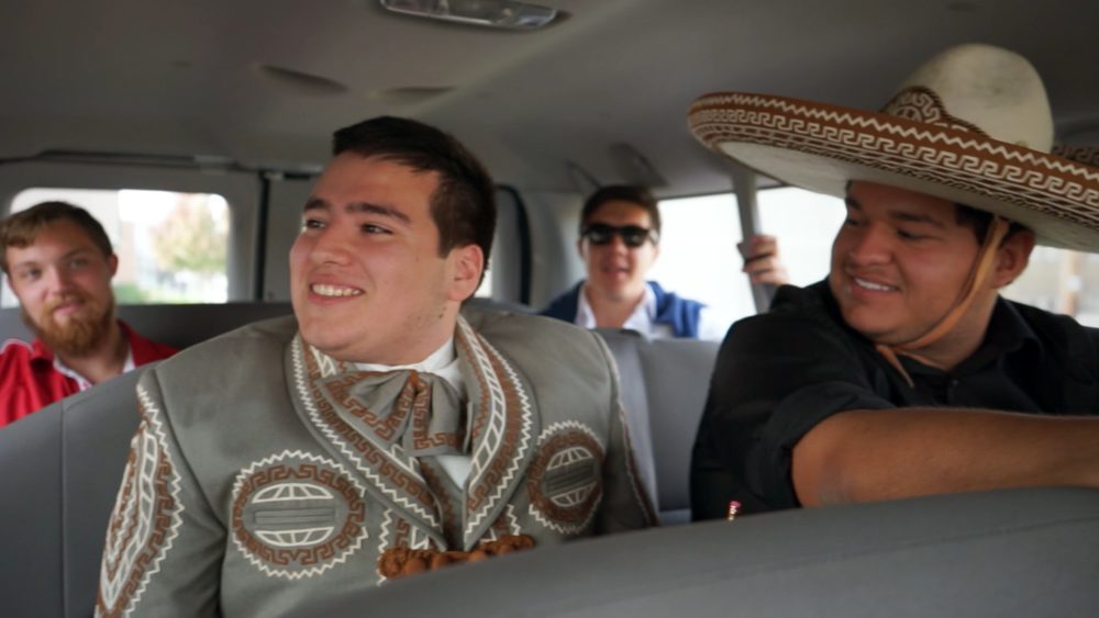 Students on the road trip to Illinois. (Courtesy)