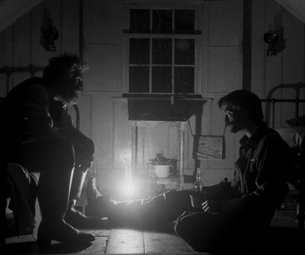 Willem Dafoe and Robert Pattinson in Robert Eggers' "The Lighthouse." (Courtesy A24)