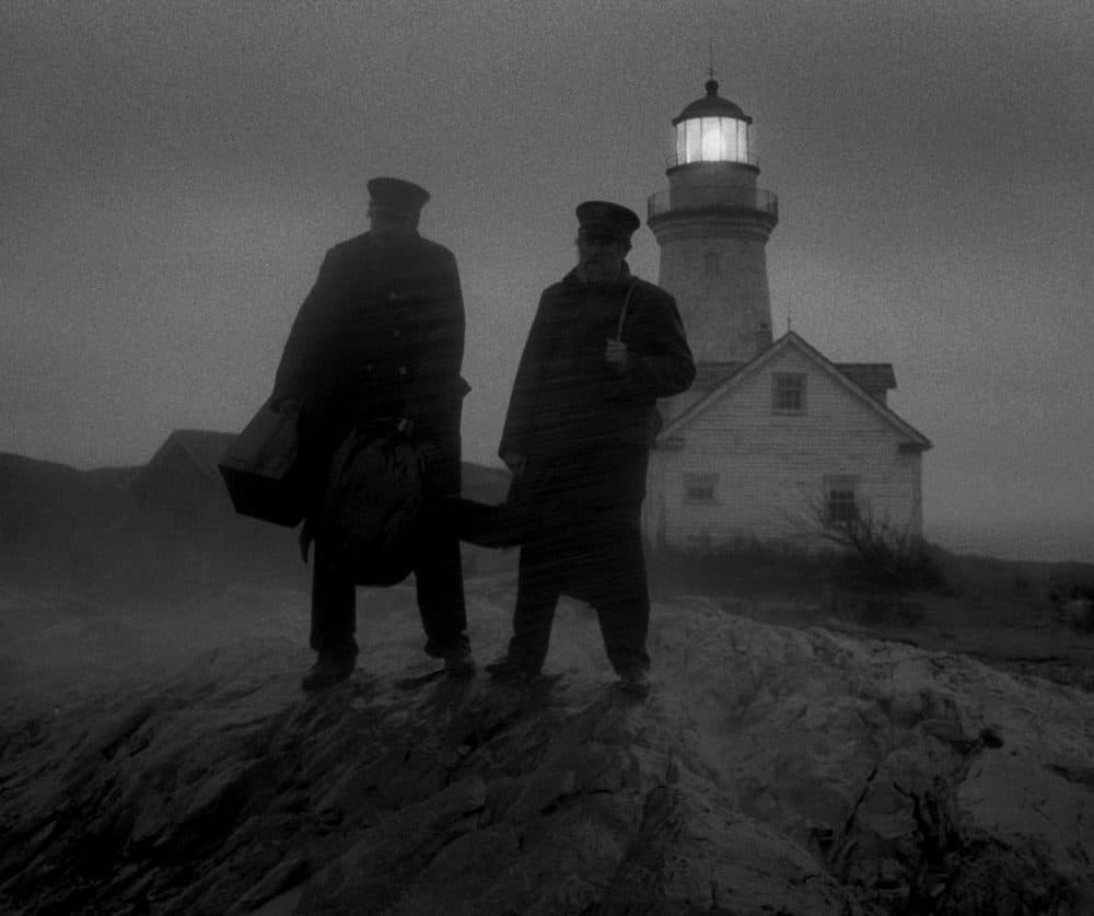 Willem Dafoe and Robert Pattinson in Robert Eggers' "The Lighthouse." (Courtesy A24)