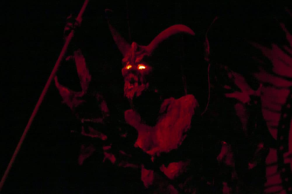 The puritan Devil, the first diorama in the Salem With Museum presentation (Jesse Costa/WBUR)