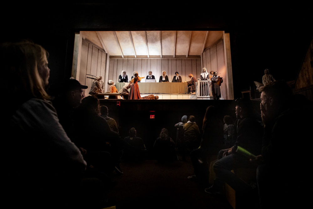 A diorama of the trial of Rebecca Nurse at the Salem Witch Museum. (Jesse Costa/WBUR)